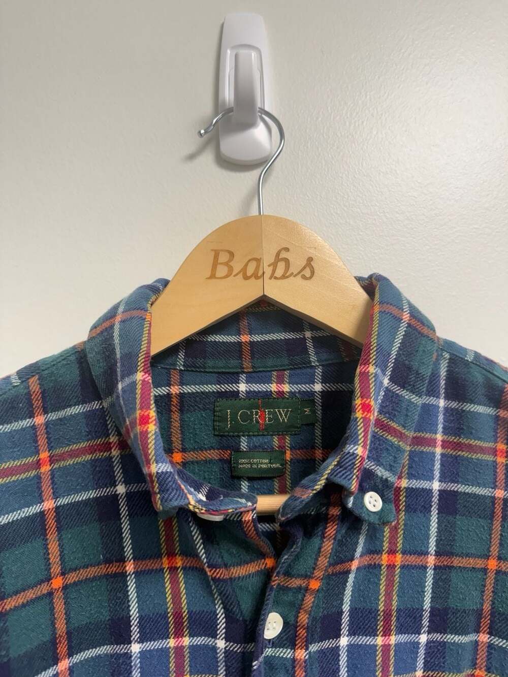 J.Crew Plaid Flannel Button Down Shirt Size M Blue Green Long Sleeve